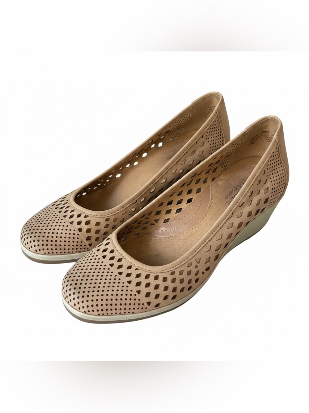 Naturalizer Beige Perforated Slip-On Wedge Flats